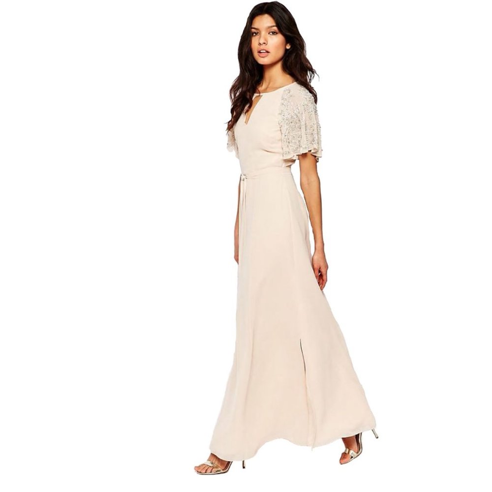 River Island Champagne Beaded Bridesmaids Dress